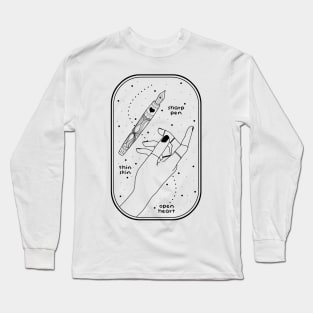 sharp pen thin skin open heart Long Sleeve T-Shirt